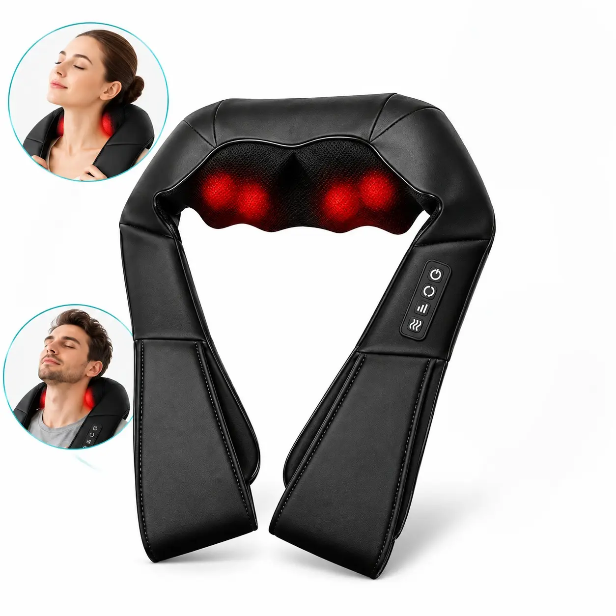 Cordless Neck and Shoulder Massager with Heat - Deep Tissue Kneading Electric Back Massage Pillow for Full Body Relaxation - Home, Office Use - Birthday, Christmas Gift for Moms, Back Massager