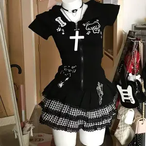 Japanese Kawaii Thin Short Sleeve Jacket Women Design Casual Slim Hooded Tops Female Summer Sweet New Zipper Lovely Outfits