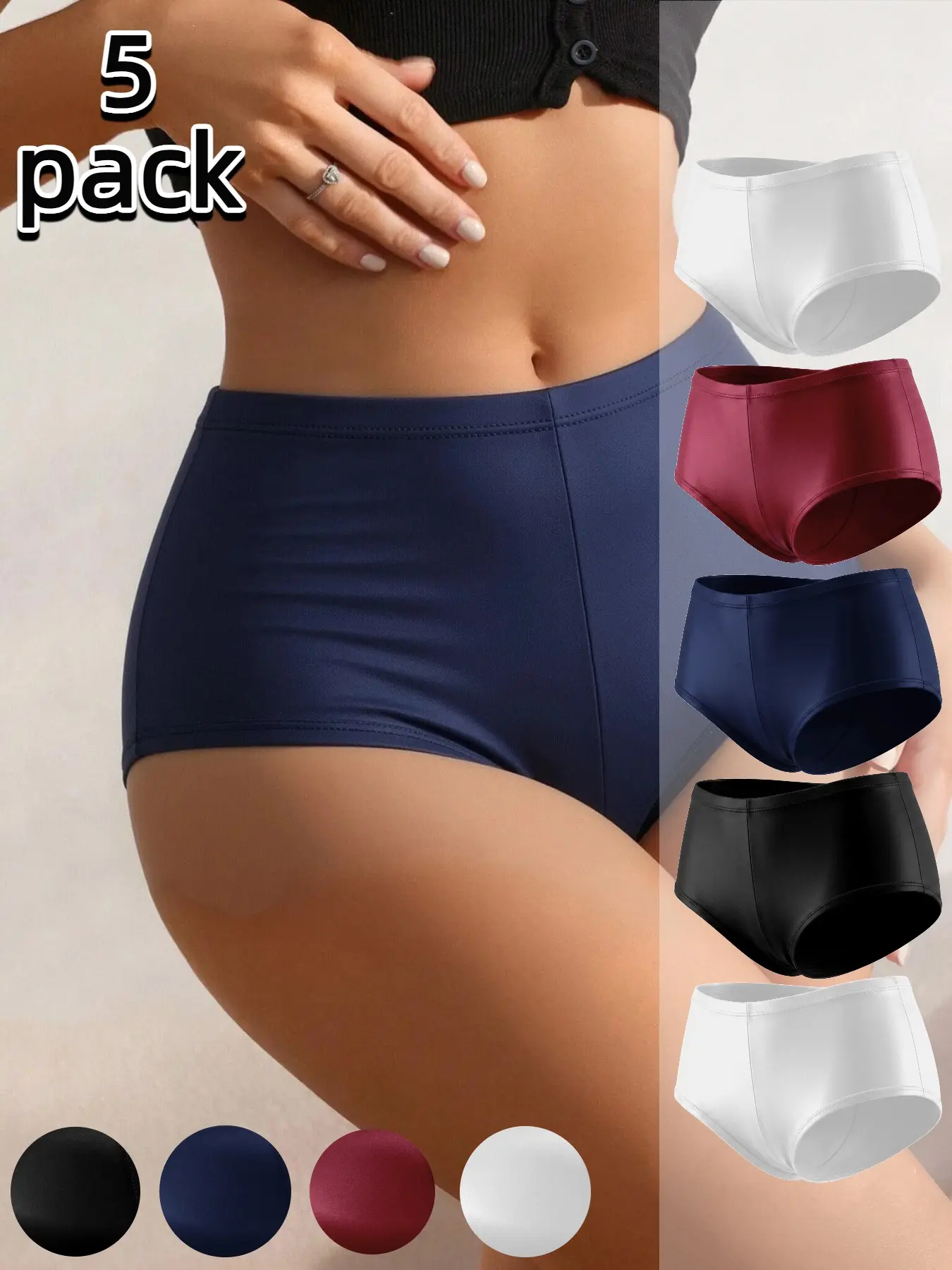 Women's Low Waist Boxer Shorts, Slim-Fitting Ice Silk Seamless Breathable Daily Wear, 5 Pcs Set, All Seasons Comfort Panties