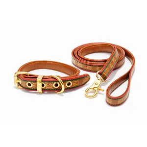 Everything Chic Luxury Designer Dog Matching Collar and Leash Set, Adjustable Collar, Fashion Pet Accessories for Small, Medium & Large Dogs