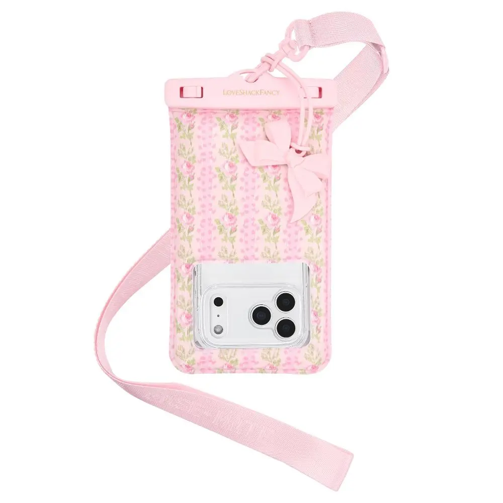 LoveShackFancy – Case-Mate Blooming Heirloom Waterproof Floating Pouch Strawberry Macaroon