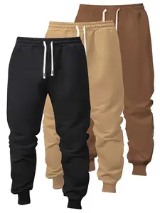 Men's Jogger Pants Set - 3 Pack, Spring/Autumn New Style, Solid Color, Casual Sports, Regular Fit, Large Size, Elastic Waistband with Drawstring, Lounge, Travel, Running, Workout Pants