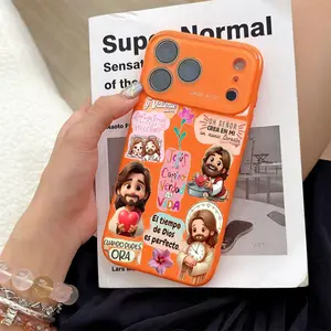Cute Cartoon Jesus Sticker Phone Case Ultra Skin Friendly Touch All Inclusive Lens Compatible with Apple iPhone 17 16 15 14 13 12