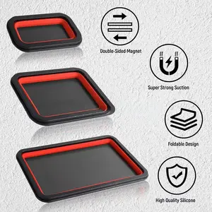 3-Piece Magnetic Folding Tray Set, Durable Silicone Magnetic Parts Trays for Screws and Hardware Storage, Tool Boxes, Convenient and Space-Saving Design, Tool Organizer