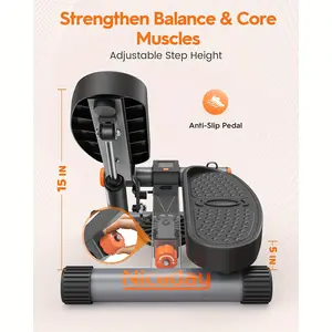 Hydraulic Fitness Stepper with Enhanced Resistance Bands - Compact Mini Stepper for Total Body Workouts, 300LBS Capacity, Advanced Hydraulic System & LCD Progress Tracker