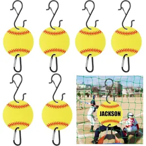 6 Pcs Bag Hook for Fence, Sports Fence Hook, Bag Clip for Fence, Metal Backpack Hooks with Acrylic Board, Fence Hooks for Bat Bag Water Bottle Lover Player Gifts (Softball) Organiser Lightweight