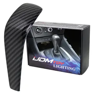 iJDMTOY Glossy Black Carbon Fiber Pattern Shift Knob Cover Shell For BMW E87 1 Series, E90 E92 3 Series E84 X1 Automatic Shifter