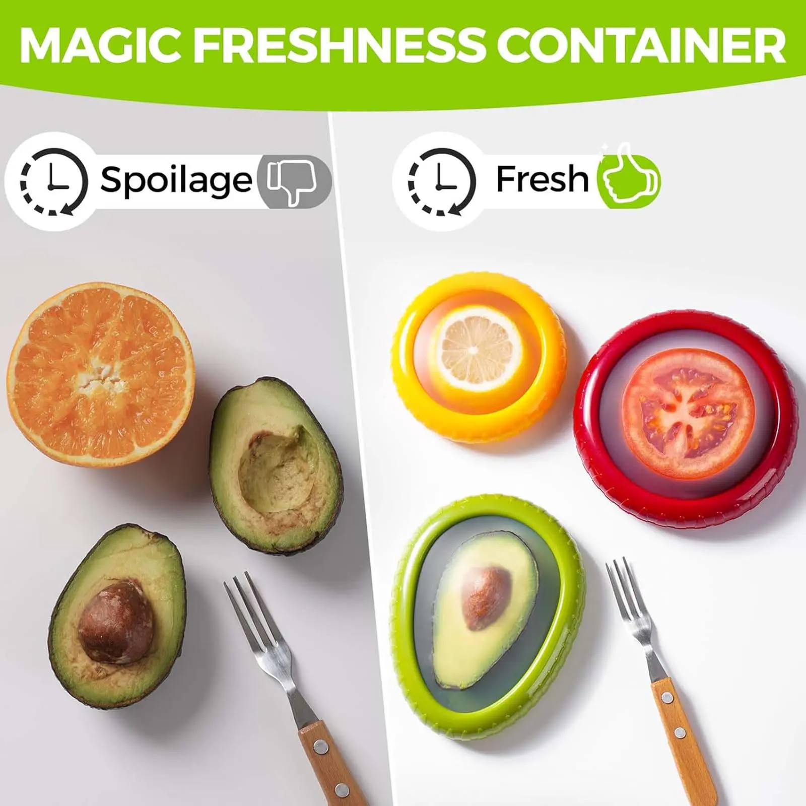 Avocado Saver and Onion Storage - Set of 4 Reusable Storage Containers for Fridge - Ideal for Potatoes, Tomato, Grapes, Garlic, Lemons