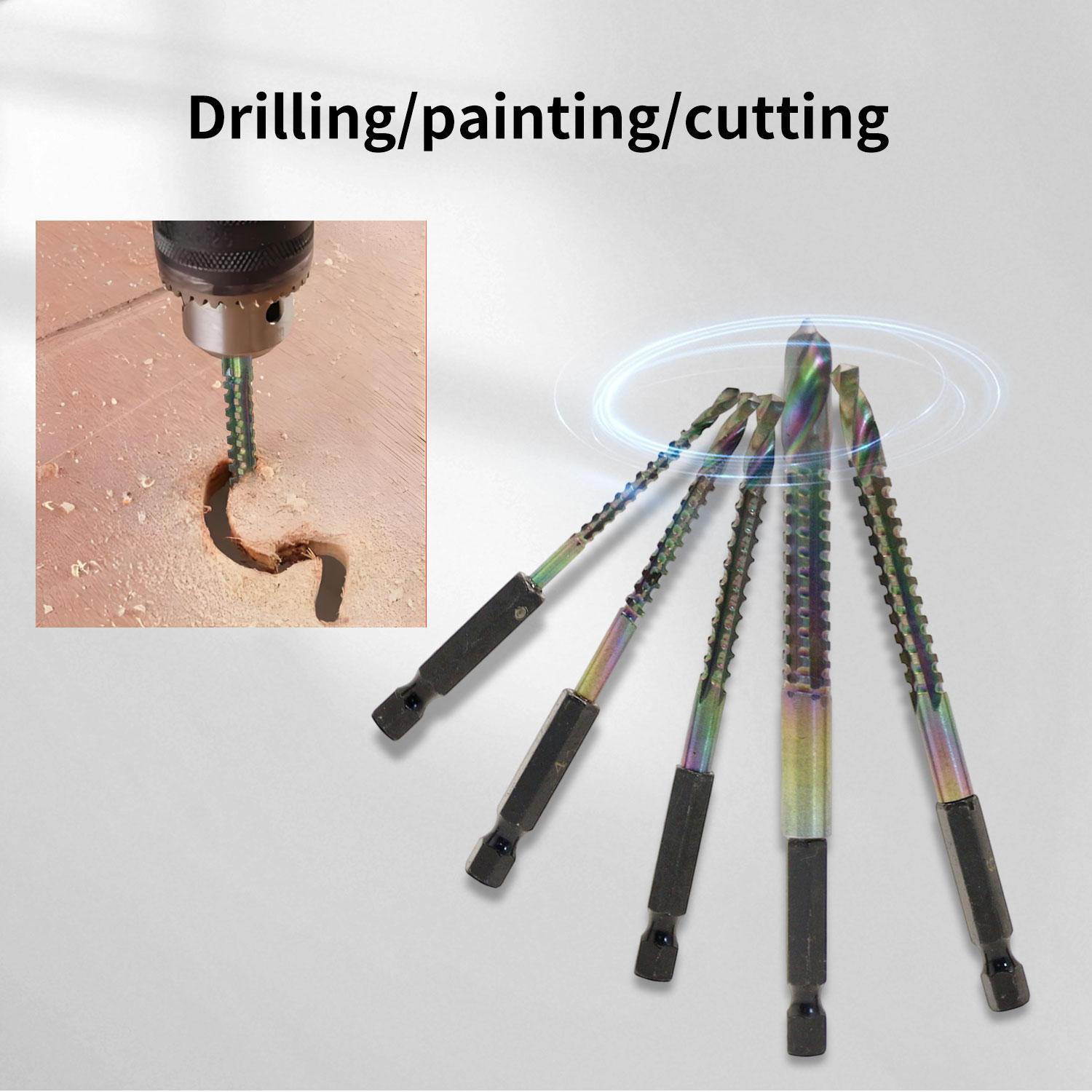 Titanium Coated HSS Twist Drill Bit Set (3mm to 8mm).Serrated Side-Cutting Edges for Wood, Metal & Plastic. High-Speed Steel Construction with Anti-Slip Serrations for Precision Drilling. Ideal for Woodworking, DIY Projects & General Drilling Applications Titanium Coated HSS Twist Drill Bit Set (3mm to 8mm).Serrated Side-Cutting Edges for Wood, Metal & Plastic. High-Speed Steel Construction with Anti-Slip Serrations for Precision Drilling. Ideal for Woodworking, DIY Projects & General Drilling Applications