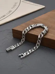 New product retro auspicious pattern bracelet, punk fashion trend silver-plated bracelet, Bracelet Chain, suitable for men, non-fading cool material, unisex wristband, 2026 trendy style bracelet gift