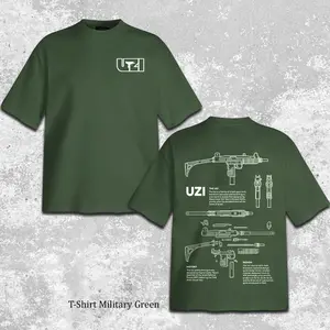 Vintage The Uzi Blueprint Short Sleeve T-shirt, Uzi Gun Design, Tactical Gun Graphic Tee, Military Rifle Schematic Shirt, Firearm Diagram Gun Enthusiast Apparel, FPS Gamer Shirt, Military Tech Gift For Servicemember, Shooting Lover Gift