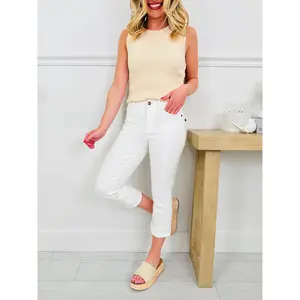 Judy Blue White Sand Capri Jeans