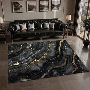& Gold Pattern Floor Mat, Non-slip Soft Floor Carpet, Fluffy Modern Rug, Decorative Area Rug, Modern Indoor Rug, Universal Home Decor for Living Room Bedroom Hotel