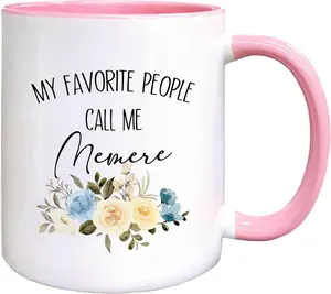 Memere Mug Wall Art, Favorite People Call Me Memere Poster, Elegant Flower Grandparent Prints, Unframed Poster No Frame