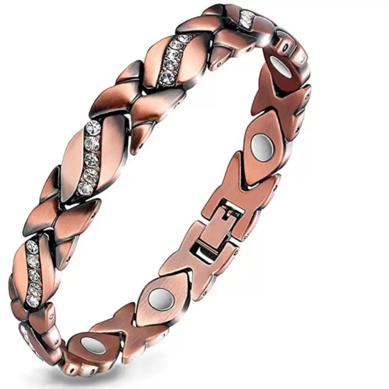 Magnetic bracelet, elegant and minimalist classic style circular bracelet, alloy inlaid crystal interlocking ring design, adjustable length bracelet, enhances energy, Mother's Day, Valentine's Day, Christmas jewelry gift