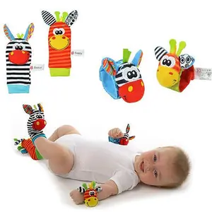 1 Pair Baby Rattle Wrist Bands, Soft Plush Donkey-Shaped Sensory Toys for Babies, Ideal for Baby Showers & Birthdays