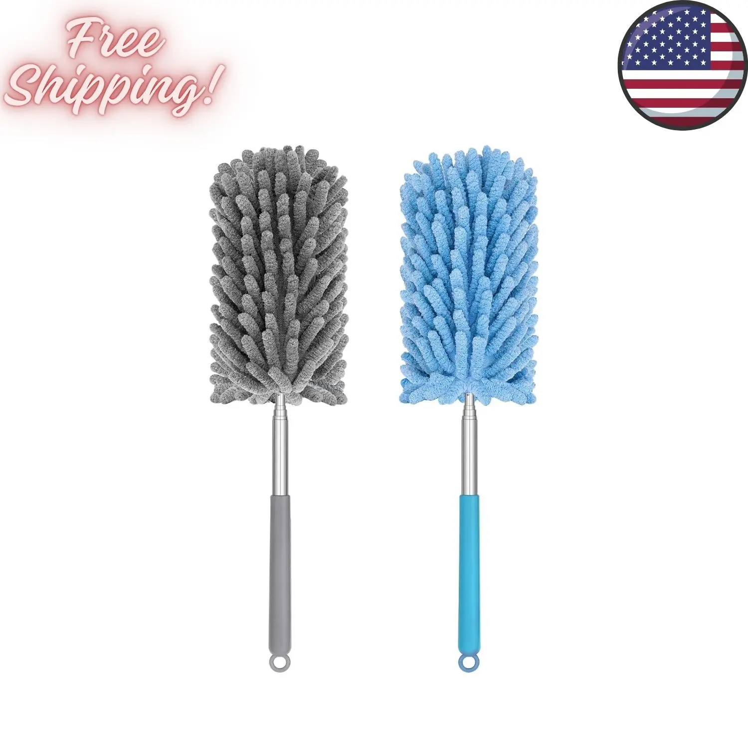 Mini Duster for Cleaning, 360° Bendable Hand Dusters with Extension Pole