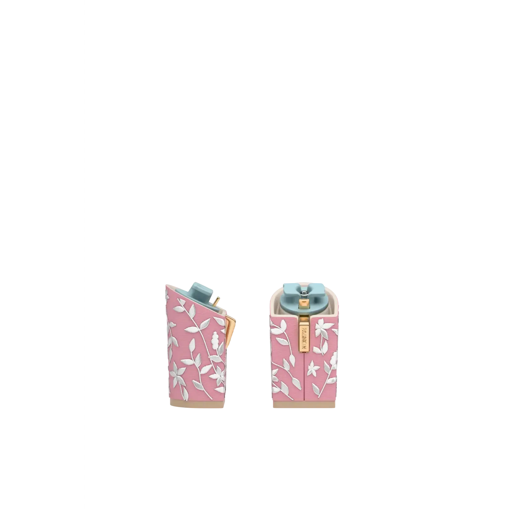 Block Heel Kit 4 Pink Floral Embroidery - Final Sale