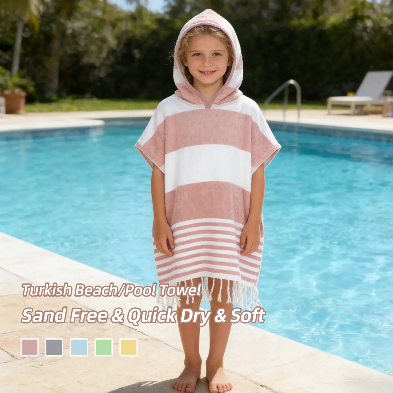 1 Pc Kids Beach Cape, Turkish Sports Towel, Super Absorbent Towel, Water Absorbent Towel, Beach Towel, Vintage Aesthetic, Soft, Quick-Drying, Sand-Free, Machine Washable, Thin and Easy to Store, Suitable for Outdoor and Home Use