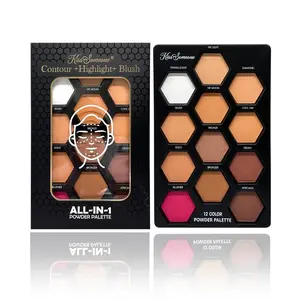 12 Colors Matte Buildable Contour Palette, Blush Highlighter Bronzer Powder, All-In-One Makeup Palettes, Blendable Matte Shimmer Illuminator, Multifunctional Makeup Palette