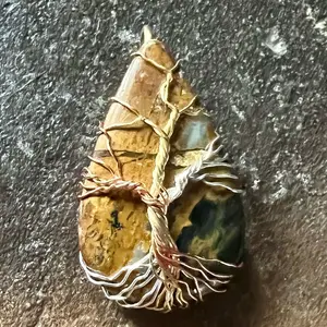 Petrified Wood Tree of Life unique wire wrapped pendant