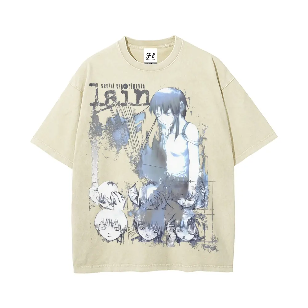 Serial Experiments Lain Anime Vintage Washed Heavyweight Cotton T