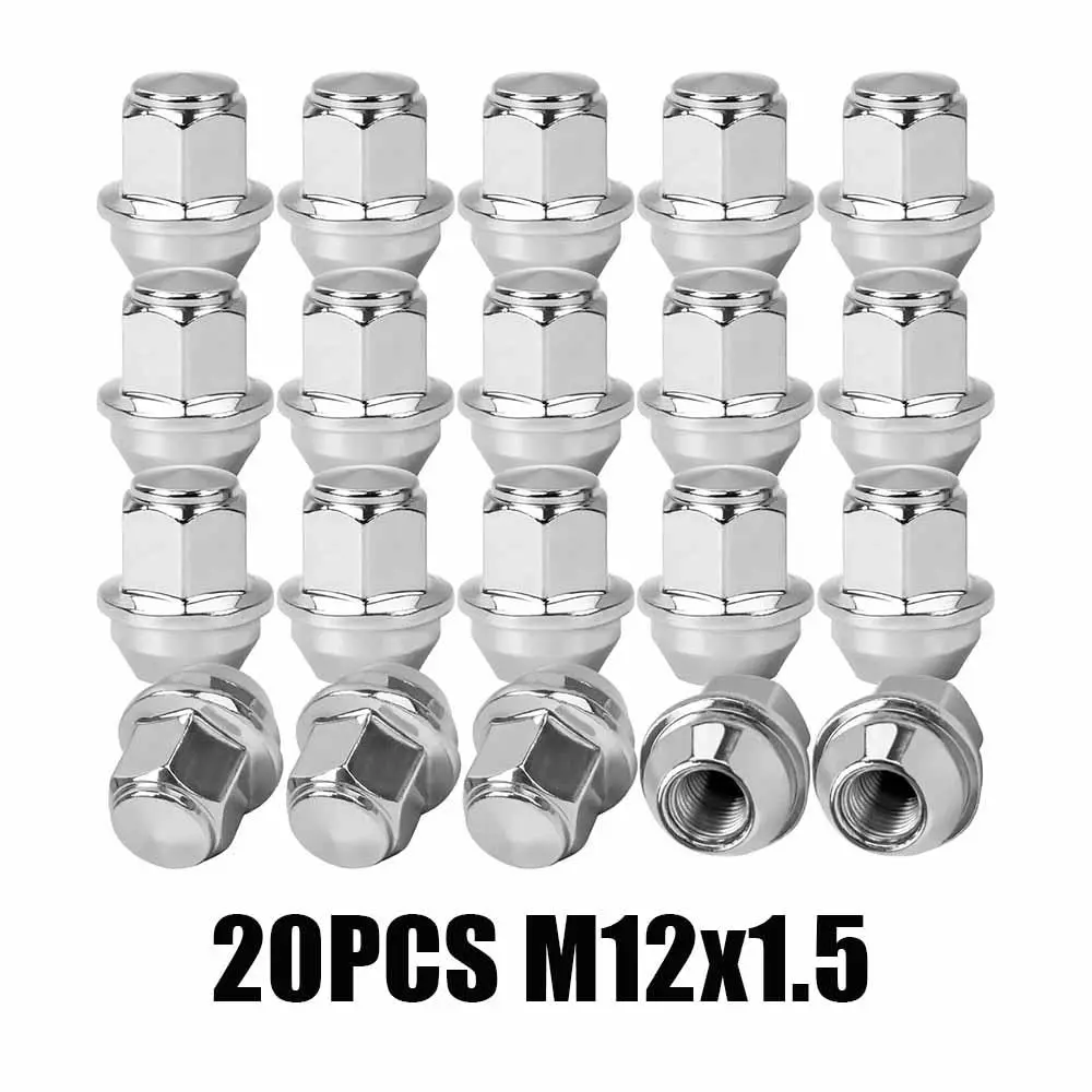 20PCS M12x1.5 Wheel Lug Nuts, 19mm 3/4" Hex 1.38" Height Chrome One-Piece Lug Nut Set, OEM Replacement 611-303 ACPZ-1012-H for Ford Fusion Escape Focus Bronco Lincoln MKC MKZ