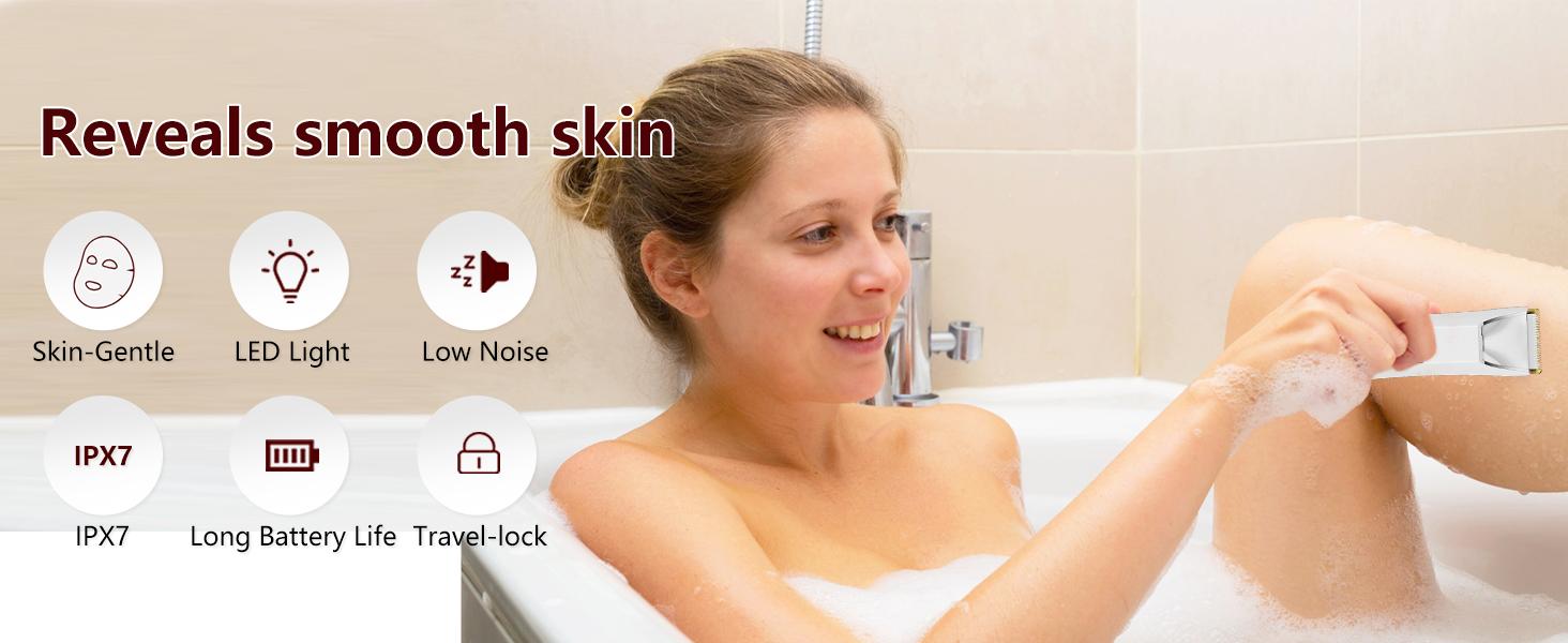 Bikini Trimmer Electric Razors for Women, Rechargeable Pubic Body Hair Trimmer Electric Shaver for Legs Body Hair, Bikini Shaver IPX7 Waterproof, Gifts for Women