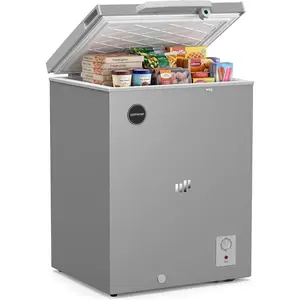 Upstreman 5.0 Cu.Ft Lockable Top-Door Unit with Wheels, 7 Adjustable Temperatures (-18°F to 10°F), Compact Garage & Apartment Ready Silky Silver Chest Appliance-CF50 freezer new Commercial Refrigerator LED