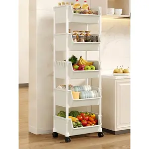 Wheeled Storage Cart, Storage Cart, Practical Cart with Lockable Wheels, Multifunctional Kitchen Storage Rack, Bathroom Storage Rack and Storage Cabinet, Dormitory Essentials, 4/5 Layer Multifunctional Storage Cart, Suitable for Office, Living Room, Kitch