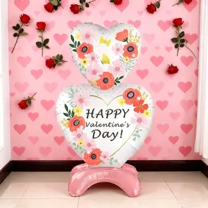 Standing Heart Flower Balloon, Valentine's Day Party Decoration, Birthday Decor, Wedding Anniversary, Large Background Ornament, Heart Shaped Balloons