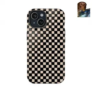 Glossy 2-in-1 Black Plaid Phone Case for iPhone 17, 17 Pro, 16 Pro Max, 15P, 13, 11, 12, XS, 8 PLUS, 7 - Simple, Stylish, Versatile Tech Accessories