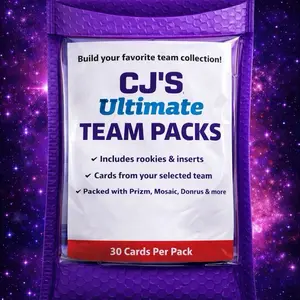 CJ's Ultimate Football Team Packs - 30 Trading Cards Including Rookies & Inserts from Prizm Mosaic Donruss Optic & More for Collectors