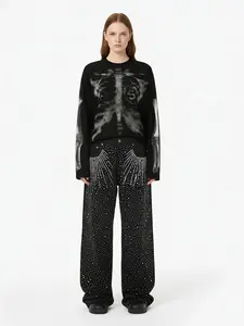 Skeleton Graphic Waffle Sweatshirt – Spooky Halloween Vibes - 2495