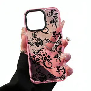 Phone Case iPhone 17 Air 16 Plus 15 Pro Max 14 13 12 11 Lines of Flowers Pattern skin-friendly feel Non-Yellowing Shockproof Soft Silicone Lightweight Transparent Cover