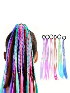 2/4/6pcs Gradient Color Hair Ties, Scrunchies, Multi-Size Braided Rubber Bands, Multifunctional Casual Hair Rope, Suitable for Daily Use