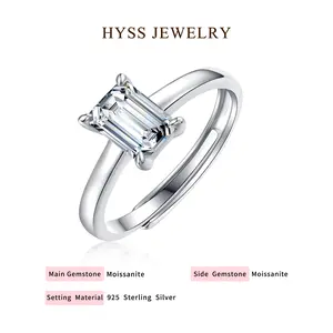 [22] HYSS CHILDLIKE HEART – Emerald-Cut Moissanite Ring | 925 Sterling Silver for Women Men Weddings | Anniversaries | Birthdays | Elegant Everyday Glam