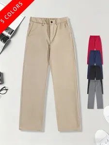 Men’s casual dress pants, slim fit that flatters the figure, half elastic waistband, slightly stretchy fabric, suitable for spring, summer, and autumn.