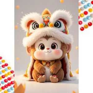 5D DIY Full Drill Round Diamond Painting - Diamond Art Painting Kit Cute Lion Plush Toy Mosaic, Canvas - DIY Decorative Art, Home Wall Decor, Suitable for Halloween and Christmas, Birthday and Anniversary Gifts.