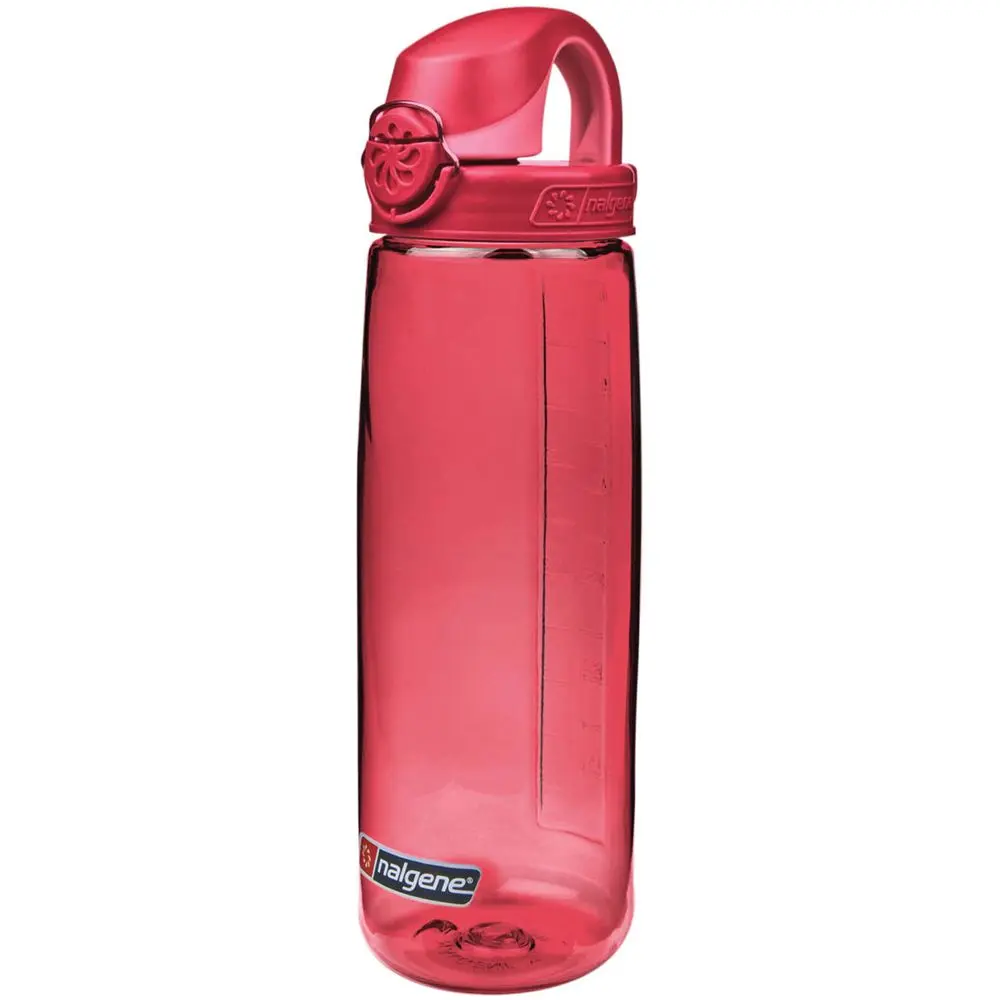 Nalgene 342755 24oz On-the-Go Sustain Water Bottle, Petal Contoured Body with Beet Cap, High-Flow Spout, Leak-Proof, Locking Bail, 1-Handed Push Button, Recycled Resin, Dishwasher Safe