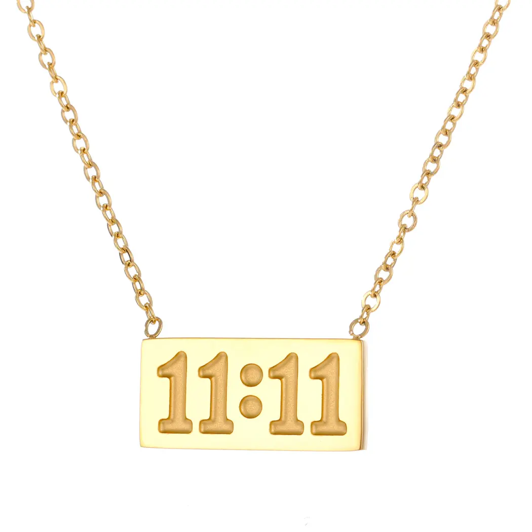 Women's 11:11 Number Pendant Necklace, Minimalist Geometric Alloy Costume Jewelry with Adjustable Chain, Ideal Gift for Daily Wear, 1.8 Cm × 1.2 Cm, Adjustable Pendants Necklaces, 8 G, Birthday Gift Jewelry, Fashionable Jewelry Accessories