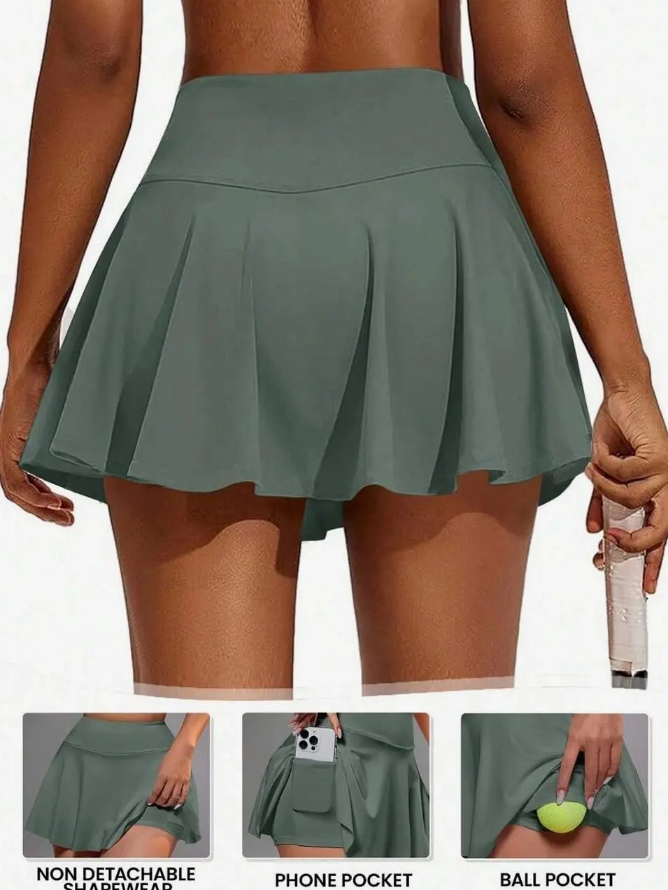 CourtClass CourtClass Women's Skirt With Pocket, Suitable For Badminton, Tennis, Yoga, Fitness, Running, Marathon Athletic Skirt Three Pair