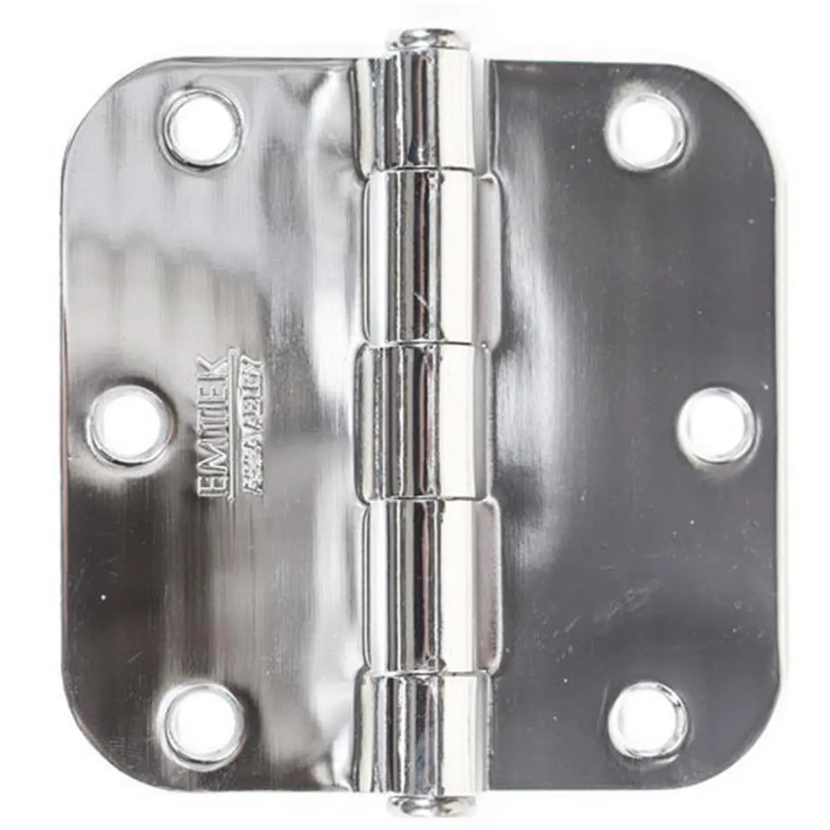 Emtek 91033US26 Door Hinges, 3.5x3.5 in. - 0.625 in. Radius Steel Residential Duty with Arc Hole & Removable Pin, Bright Chrome - Set of 2, 3.5 X 3.5 In.