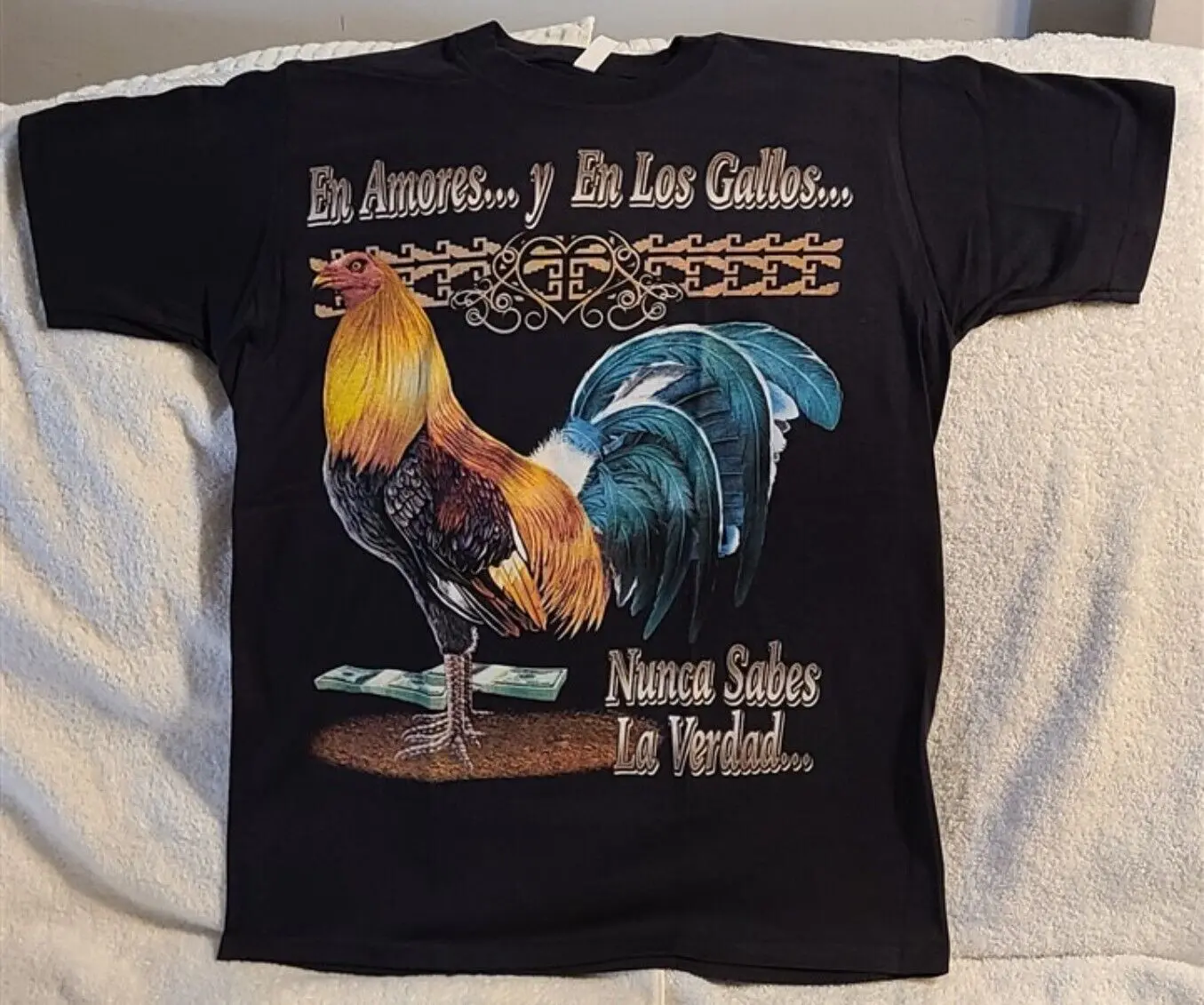 Rooster Gallos Farm Money Mexico Black T-Shirt Shirt Cotton Fabric Menswear Streetwear Tshirt