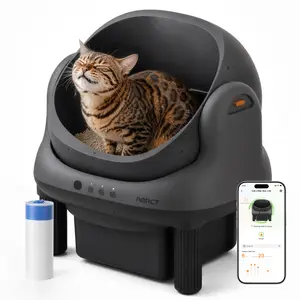 ABRCT Open Top L1 Self Cleaning Litter Box,Electronic Hands-Free,Smart Robot,Automatic Cleaning Litter Box-App Control and Safe Anti-Pinch,with Safety Sensors and Liner for Medium-Sized Cats