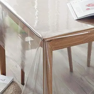 Clear Plastic 100% Waterproof Tablecloth - 54 x 78 Inch - Vinyl PVC Rectangle Table Cloth Protector Oil Spill Proof Wipe Clean Table Cover for Dining Tables, Parties & Camping, Crystal Clear