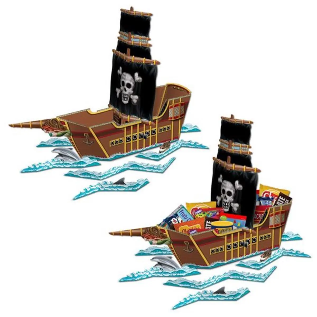 12-Pack 3D Pirate Ship Rectangle Centerpiece Decorations (18x26 in) - Pirate Nautical Aesthetic Home Supplies, Party Ornaments (DDI 1277205)