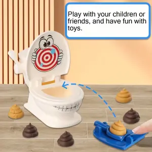 Funny Poop Shooting Toy 9PCS Set, Kids Toilet Launcher Competition GameCreative Soft Plastic PoopTabletopToy with Toilet Target, Dual Shooters and 6 Poop Accessories, Ideal for Boys and Girls Ages 3+, Imagination, Christmas Gift, Halloween Gift