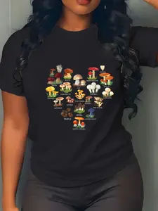 100% Cotton Unisex Mushroom Mycology Fungi Foraging Mushrooms Whisperer Fungus T-Shirt Graphic Casual Round Neck Tee