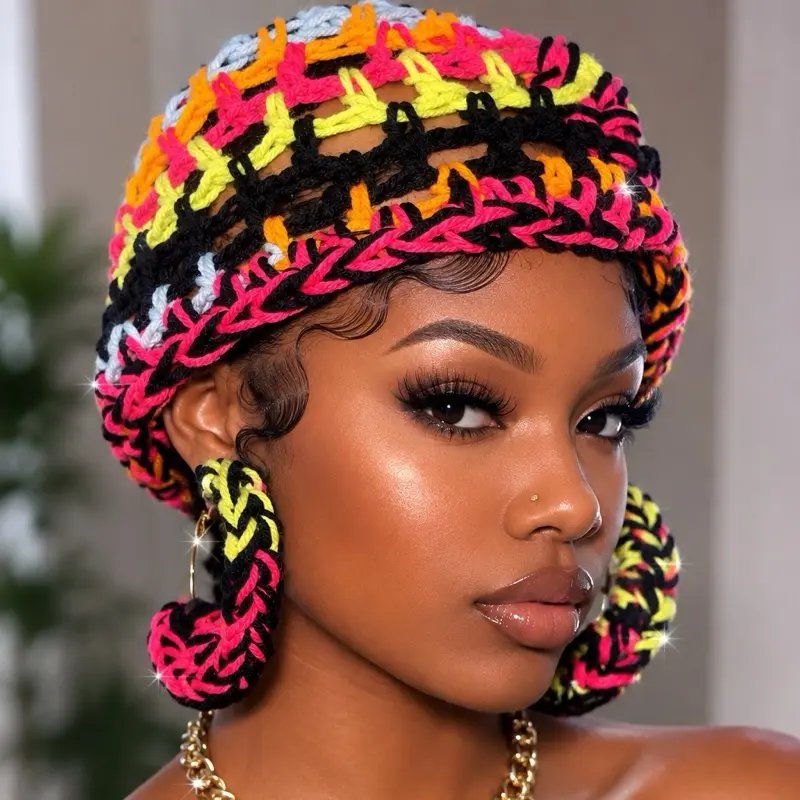 SETS! Handmade Crochet Beanie with matching earrings Collection - No Restocks, Fabric Construction, Casual Stylish Fashion Accessory